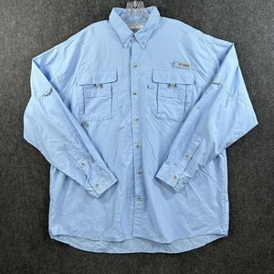 Columbia PFG Bahama II Shirt Men’s 2XL Blue Fishing Vented Outdoor Omni-Shade
